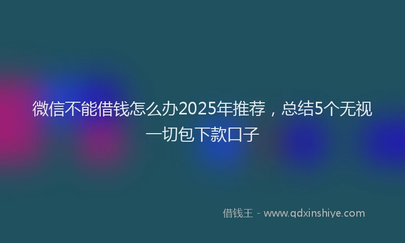微信不能借钱怎么办2025年推荐，总结5个无视一切包下款口子