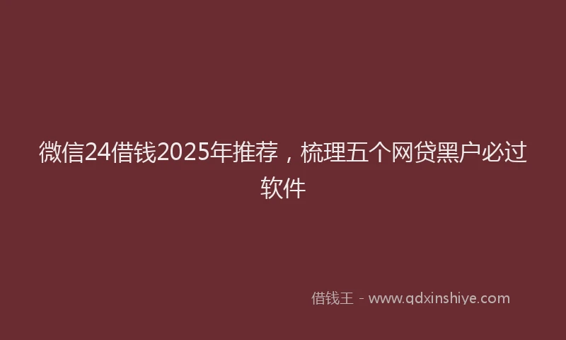 微信24借钱2025年推荐，梳理五个网贷黑户必过软件