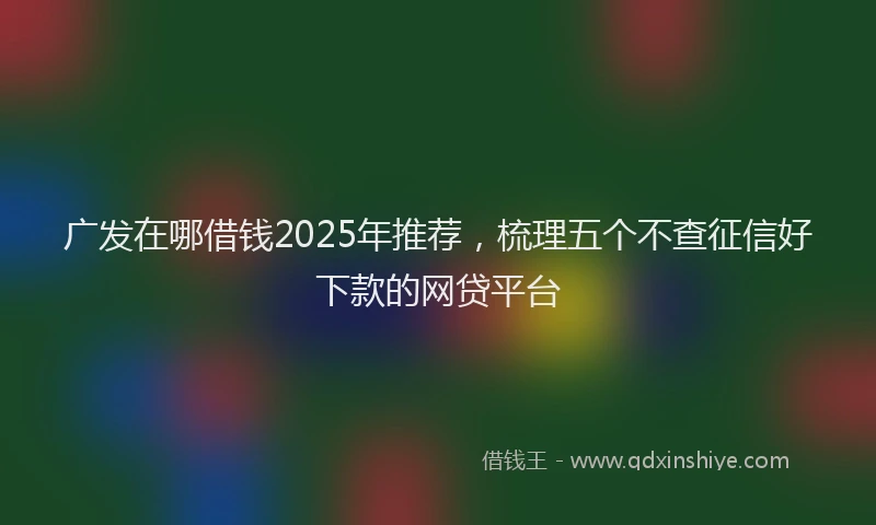 广发在哪借钱2025年推荐，梳理五个不查征信好下款的网贷平台
