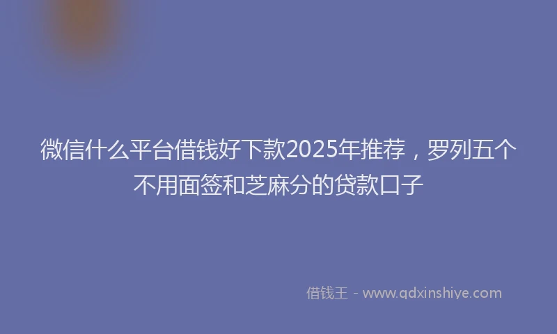 微信什么平台借钱好下款2025年推荐，罗列五个不用面签和芝麻分的贷款口子