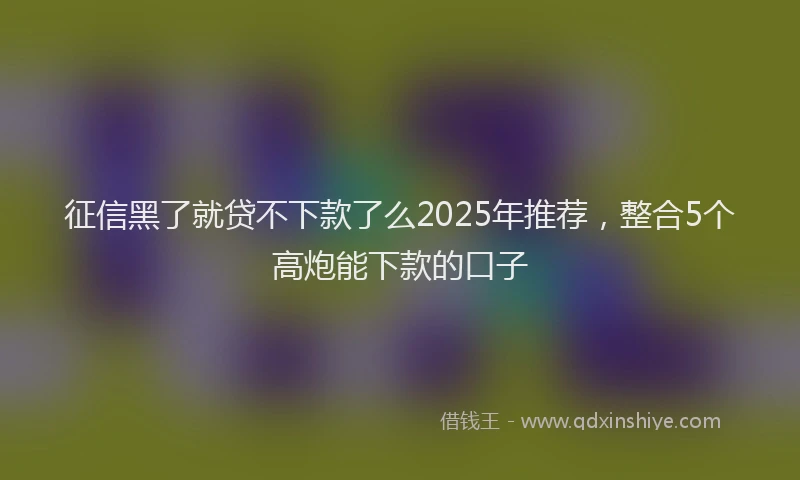 征信黑了就贷不下款了么2025年推荐，整合5个高炮能下款的口子