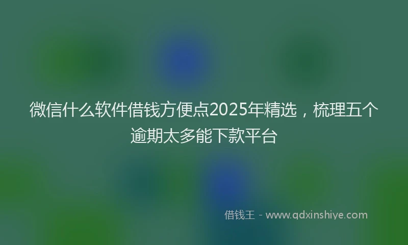 微信什么软件借钱方便点2025年精选，梳理五个逾期太多能下款平台