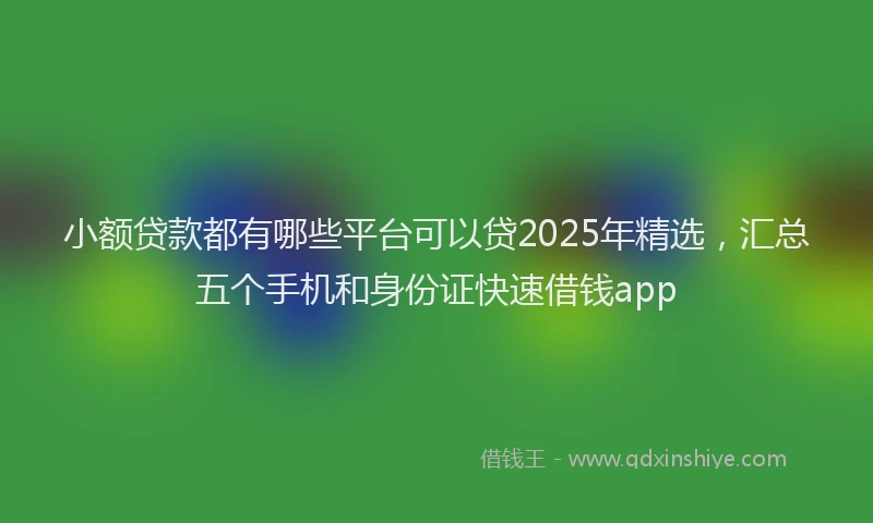 小额贷款都有哪些平台可以贷2025年精选，汇总五个手机和身份证快速借钱app