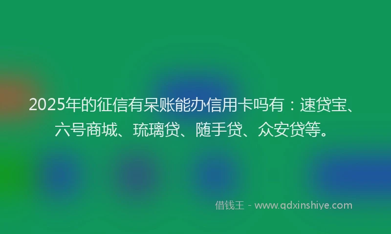 2025年的征信有呆账能办信用卡吗有：速贷宝、六号商城、琉璃贷、随手贷、众安贷等。