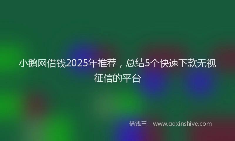 小鹅网借钱2025年推荐，总结5个快速下款无视征信的平台