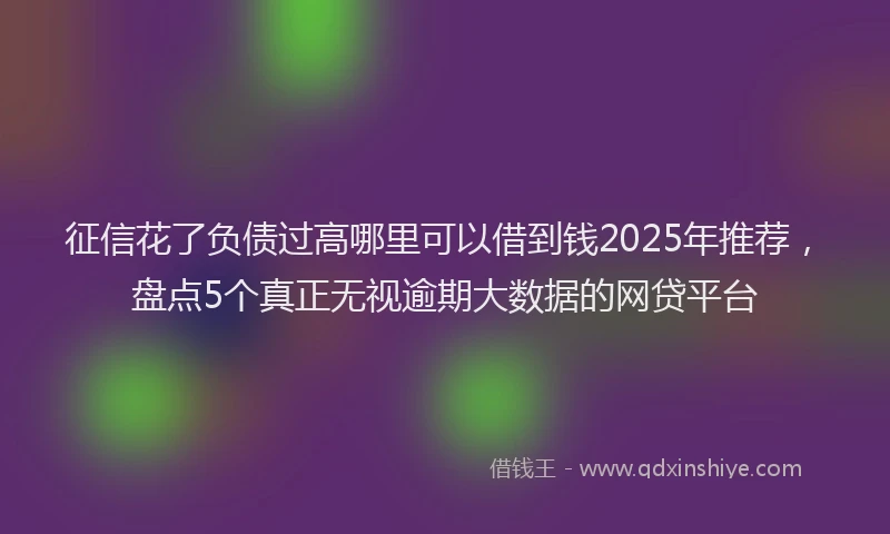 征信花了负债过高哪里可以借到钱2025年推荐，盘点5个真正无视逾期大数据的网贷平台