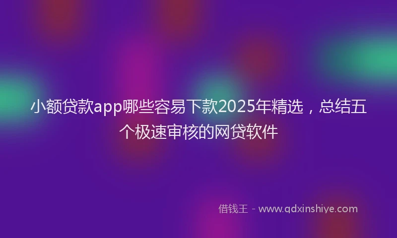 小额贷款app哪些容易下款2025年精选，总结五个极速审核的网贷软件