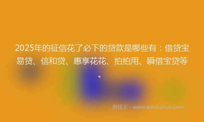 2025年的征信花了必下的贷款是哪些有：借贷宝易贷、信和贷、惠享花花、拍拍用、瞬借宝贷等。