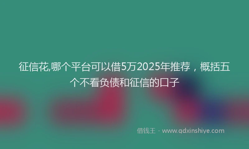 征信花,哪个平台可以借5万2025年推荐，概括五个不看负债和征信的口子