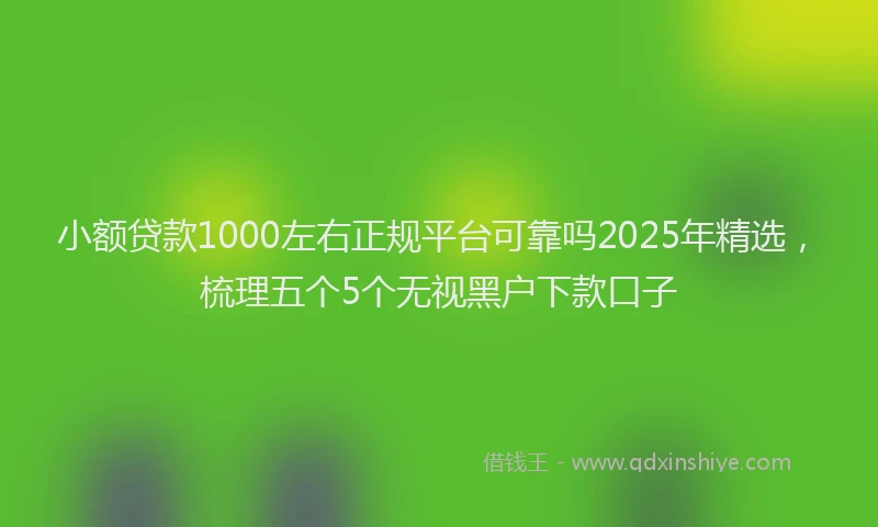 小额贷款1000左右正规平台可靠吗2025年精选，梳理五个5个无视黑户下款口子