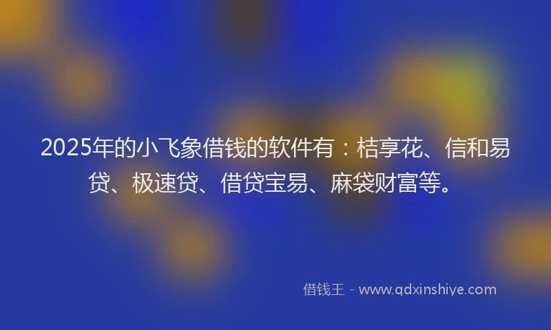 2025年的小飞象借钱的软件有：桔享花、信和易贷、极速贷、借贷宝易、麻袋财富等。