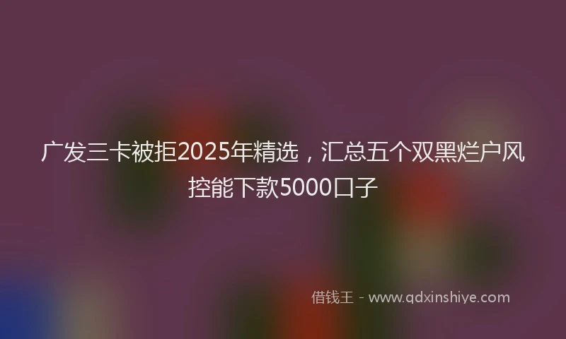 广发三卡被拒2025年精选，汇总五个双黑烂户风控能下款5000口子