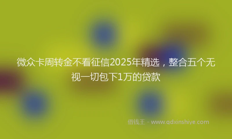 微众卡周转金不看征信2025年精选，整合五个无视一切包下1万的贷款