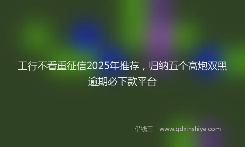工行不看重征信2025年推荐，归纳五个高炮双黑逾期必下款平台