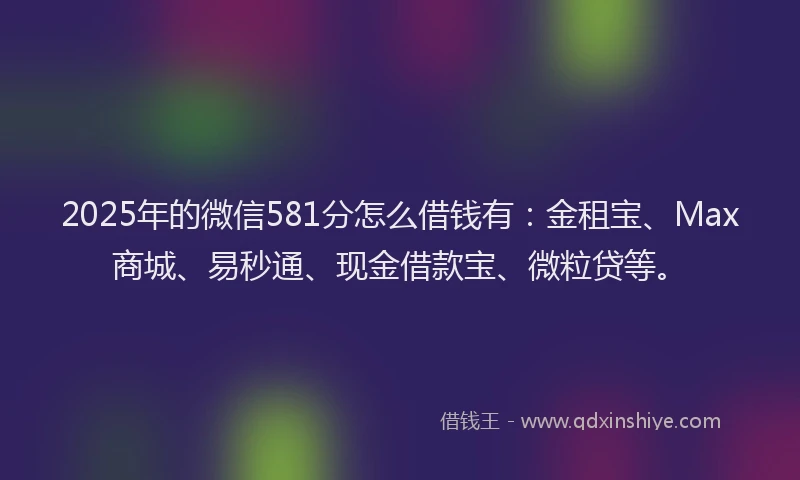 2025年的微信581分怎么借钱有：金租宝、Max商城、易秒通、现金借款宝、微粒贷等。