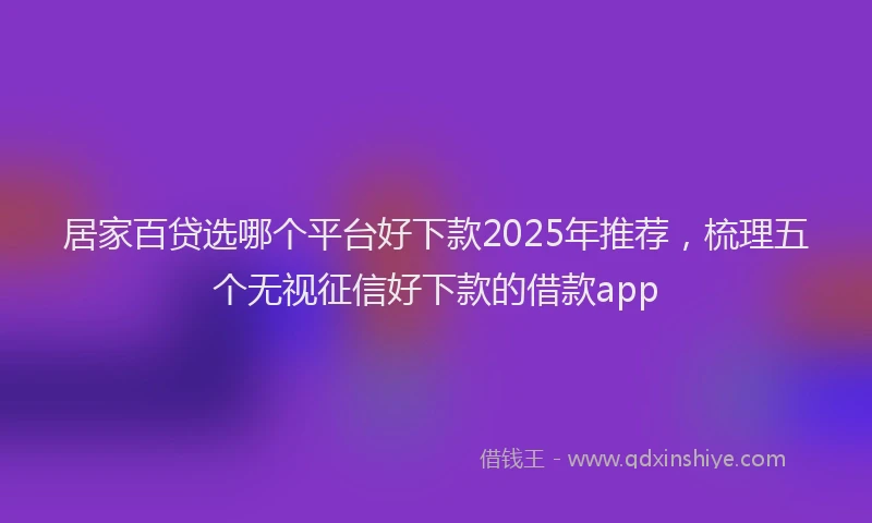 居家百贷选哪个平台好下款2025年推荐，梳理五个无视征信好下款的借款app