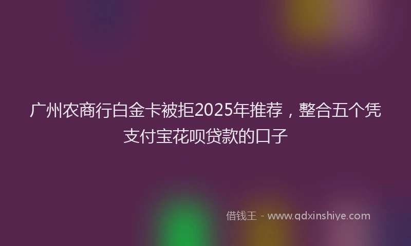 广州农商行白金卡被拒2025年推荐，整合五个凭支付宝花呗贷款的口子