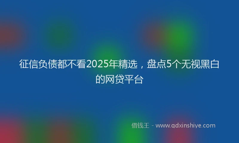征信负债都不看2025年精选，盘点5个无视黑白的网贷平台