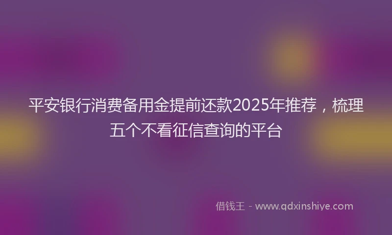 平安银行消费备用金提前还款2025年推荐，梳理五个不看征信查询的平台