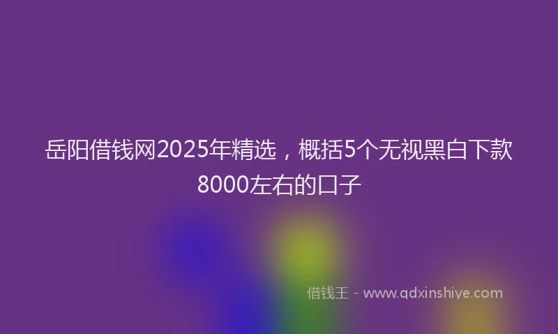 岳阳借钱网2025年精选，概括5个无视黑白下款8000左右的口子