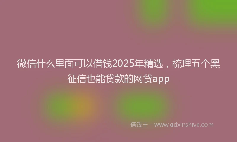 微信什么里面可以借钱2025年精选，梳理五个黑征信也能贷款的网贷app