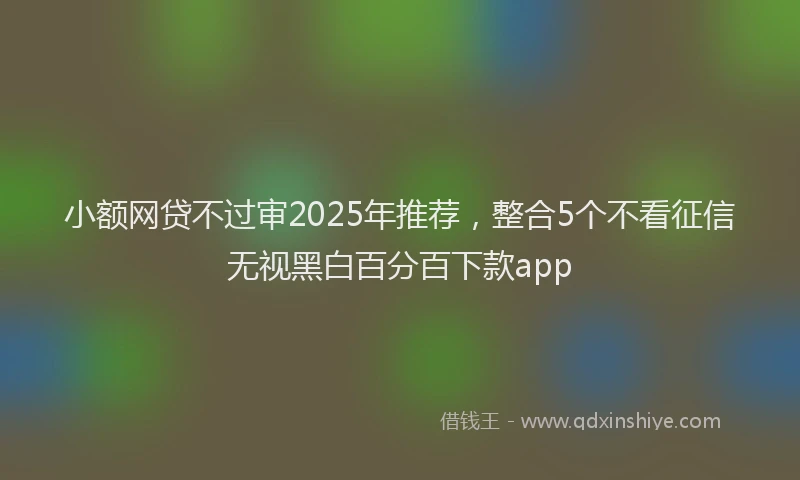 小额网贷不过审2025年推荐，整合5个不看征信无视黑白百分百下款app