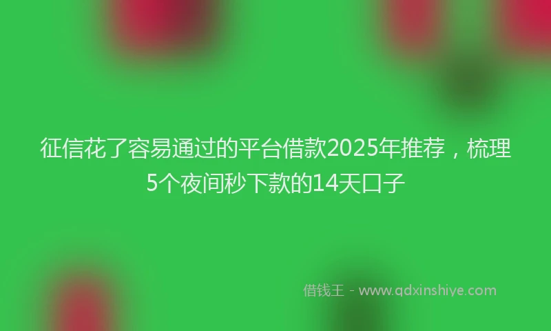 征信花了容易通过的平台借款2025年推荐，梳理5个夜间秒下款的14天口子