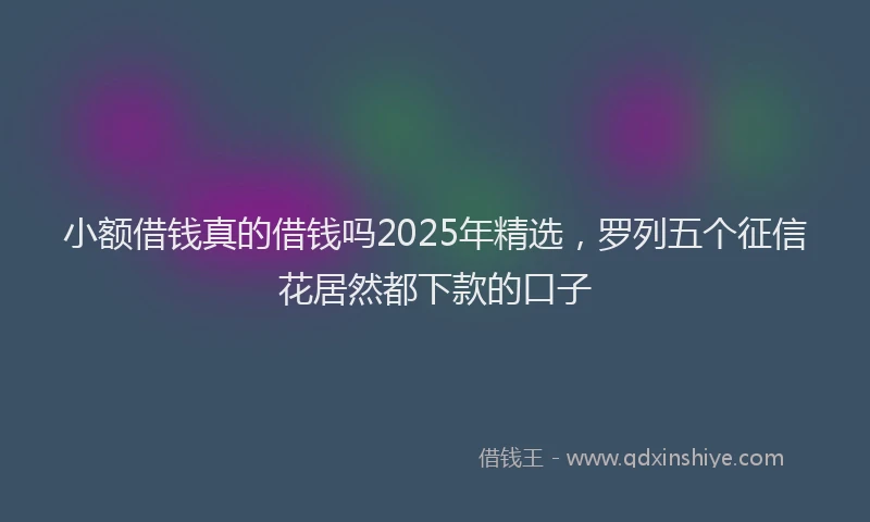 小额借钱真的借钱吗2025年精选，罗列五个征信花居然都下款的口子