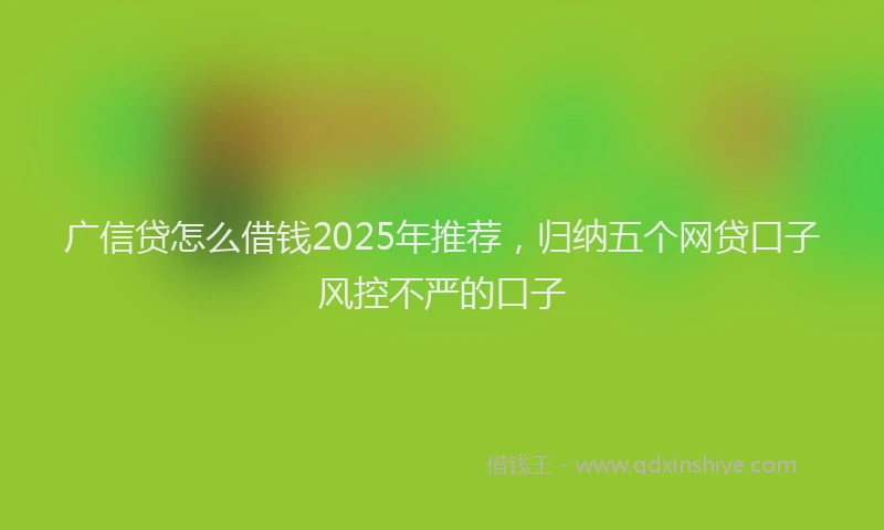 广信贷怎么借钱2025年推荐，归纳五个网贷口子风控不严的口子