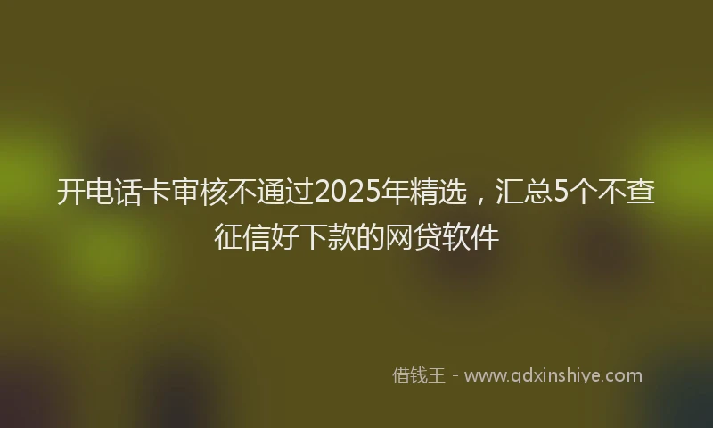开电话卡审核不通过2025年精选，汇总5个不查征信好下款的网贷软件