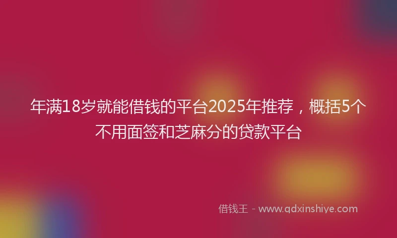 年满18岁就能借钱的平台2025年推荐，概括5个不用面签和芝麻分的贷款平台