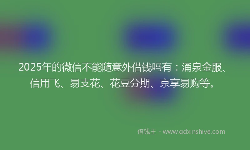 2025年的微信不能随意外借钱吗有：涌泉金服、信用飞、易支花、花豆分期、京享易购等。
