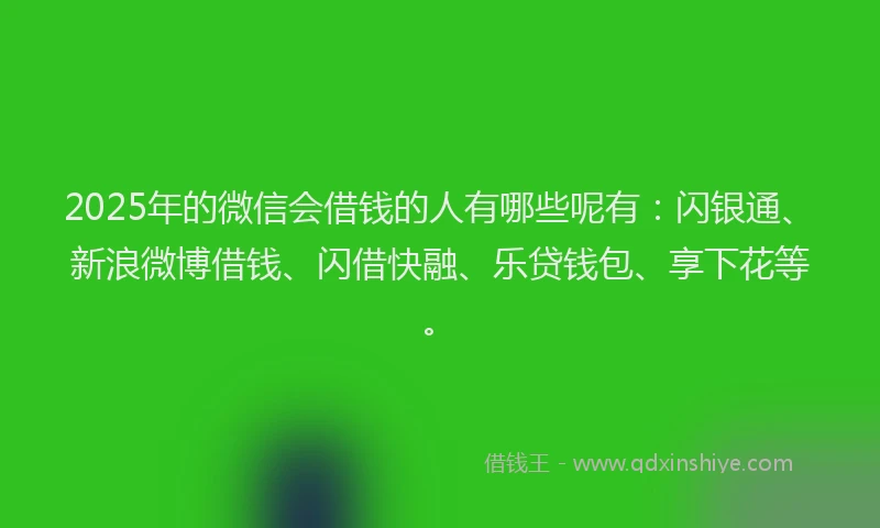 2025年的微信会借钱的人有哪些呢有：闪银通、新浪微博借钱、闪借快融、乐贷钱包、享下花等。