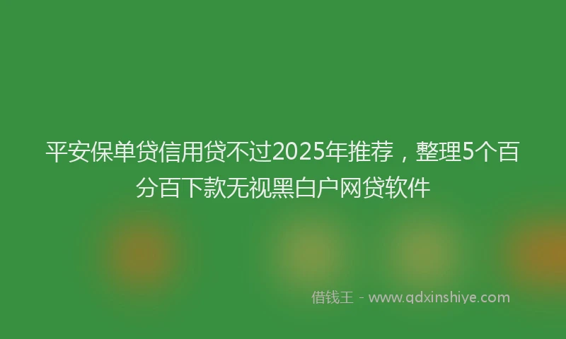 平安保单贷信用贷不过2025年推荐，整理5个百分百下款无视黑白户网贷软件