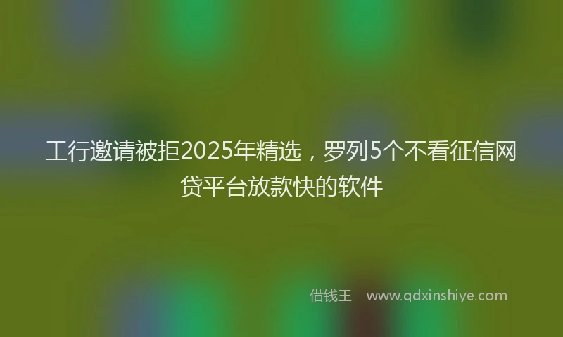 工行邀请被拒2025年精选，罗列5个不看征信网贷平台放款快的软件