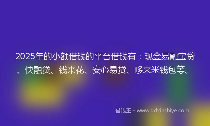 2025年的小额借钱的平台借钱有：现金易融宝贷、快融贷、钱来花、安心易贷、哆来米钱包等。