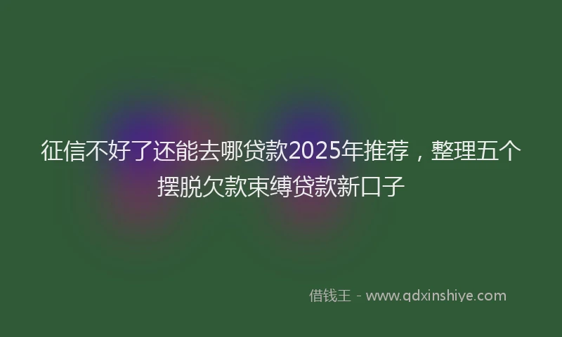 征信不好了还能去哪贷款2025年推荐，整理五个摆脱欠款束缚贷款新口子
