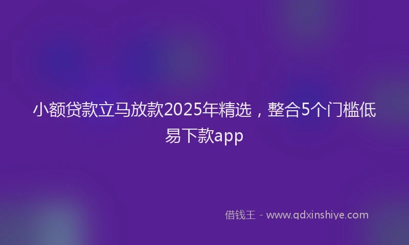 小额贷款立马放款2025年精选，整合5个门槛低易下款app