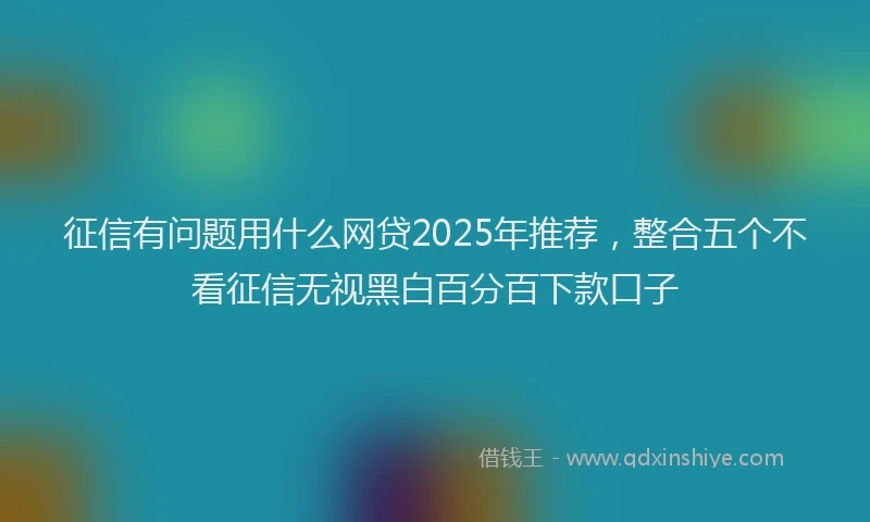 征信有问题用什么网贷2025年推荐，整合五个不看征信无视黑白百分百下款口子