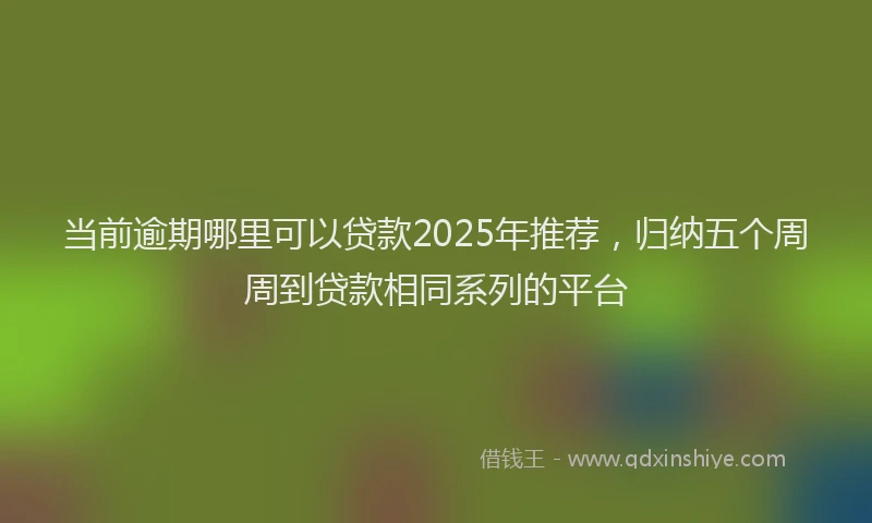 当前逾期哪里可以贷款2025年推荐，归纳五个周周到贷款相同系列的平台