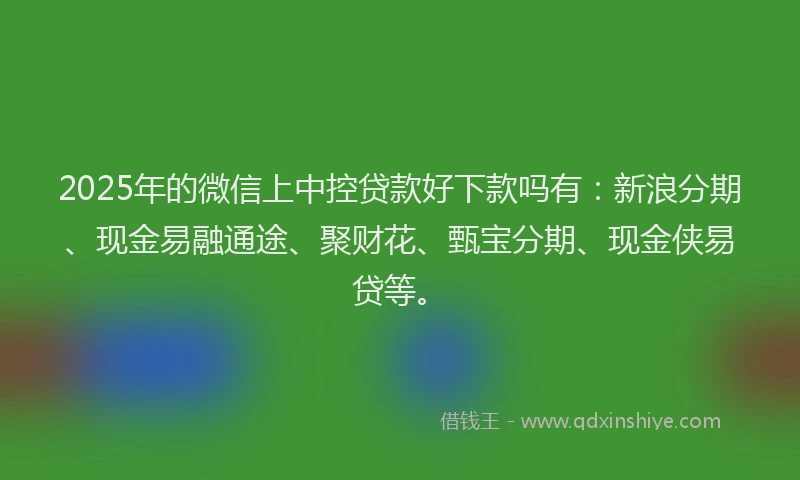2025年的微信上中控贷款好下款吗有：新浪分期、现金易融通途、聚财花、甄宝分期、现金侠易贷等。