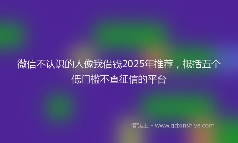 微信不认识的人像我借钱2025年推荐，概括五个低门槛不查征信的平台