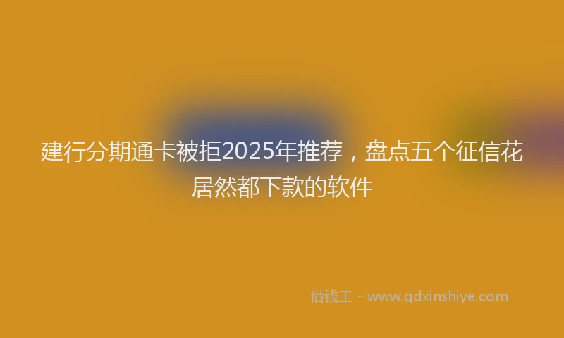 建行分期通卡被拒2025年推荐，盘点五个征信花居然都下款的软件