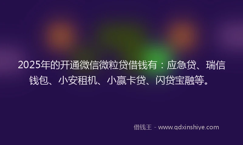 2025年的开通微信微粒贷借钱有：应急贷、瑞信钱包、小安租机、小赢卡贷、闪贷宝融等。