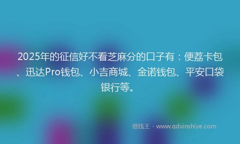 2025年的征信好不看芝麻分的口子有：便荔卡包、迅达Pro钱包、小吉商城、金诺钱包、平安口袋银行等。