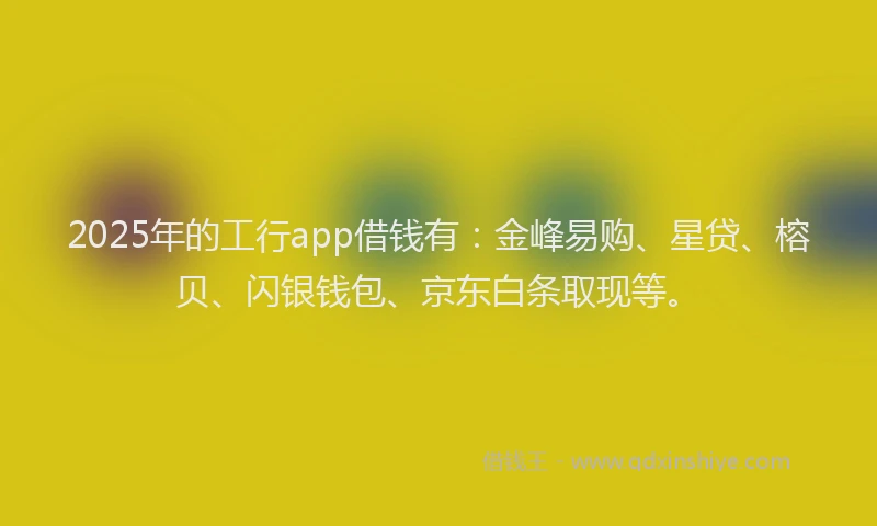 2025年的工行app借钱有：金峰易购、星贷、榕贝、闪银钱包、京东白条取现等。