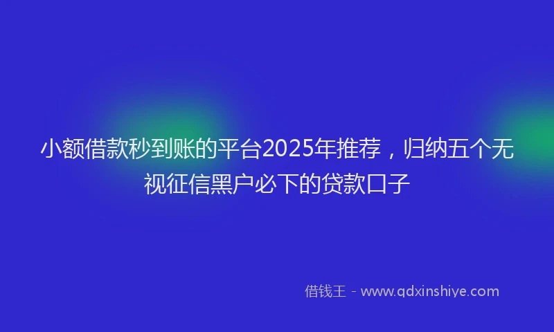 小额借款秒到账的平台2025年推荐，归纳五个无视征信黑户必下的贷款口子