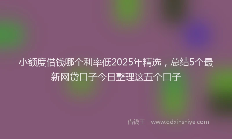 小额度借钱哪个利率低2025年精选，总结5个最新网贷口子今日整理这五个口子