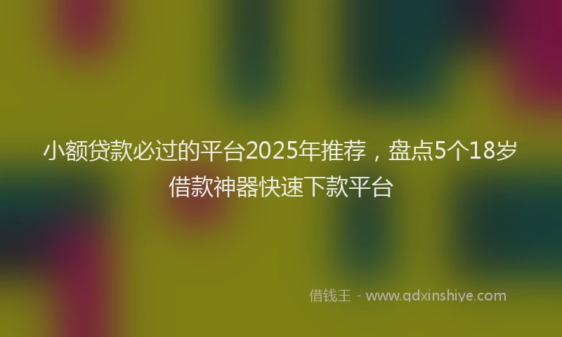 小额贷款必过的平台2025年推荐，盘点5个18岁借款神器快速下款平台