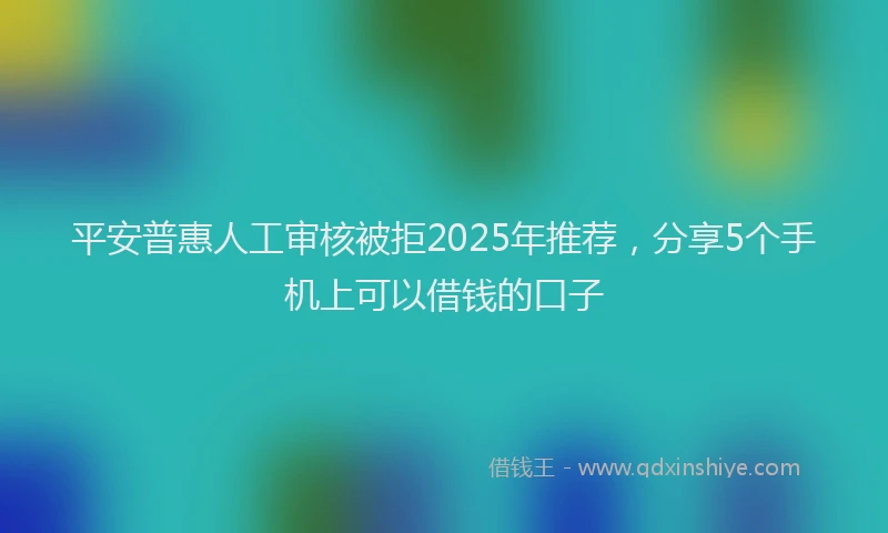 平安普惠人工审核被拒2025年推荐，分享5个手机上可以借钱的口子